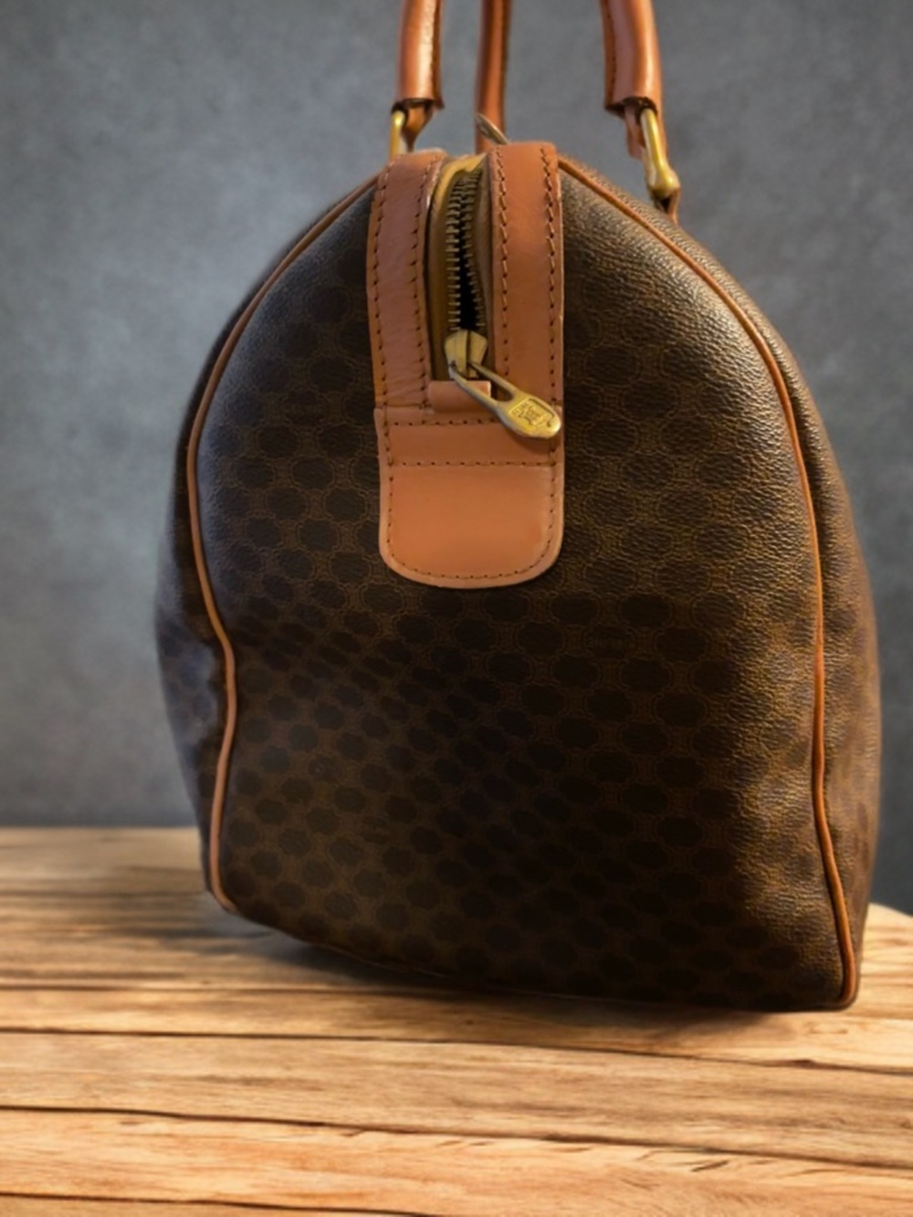Celine Brown Monogram Travel Duffle with Tan Leather Trim - Picture 10 of 16